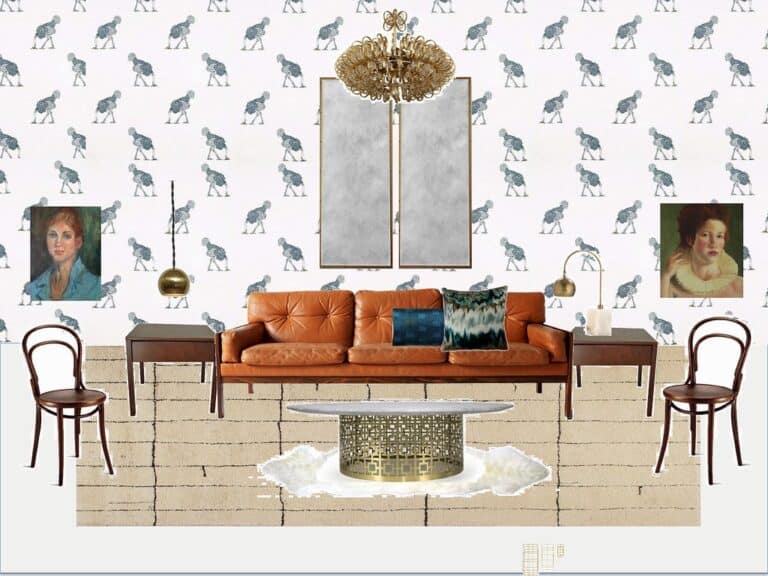 A quiet living room corner with a comfortable armchair and warm lighting