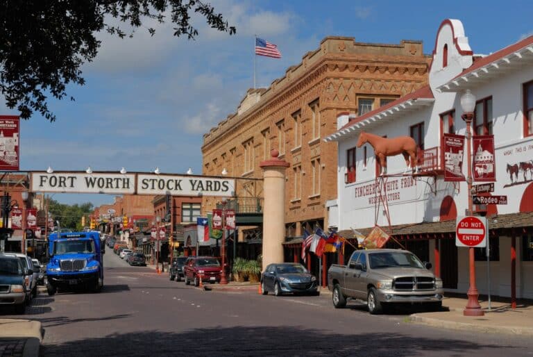 Exchange Avenue in the historic Fort Worth Stockyards district, Texas